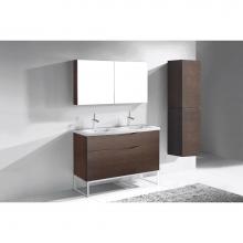 Madeli B200-48D-021-LC-WA-BN - Madeli Milano 48D'' Free Standing Vanity Cabinet Walnut/HW: Brushed Nickel(BN)