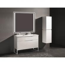Madeli B200-48D-021-LC-WH-BN - Madeli Milano 48D'' Free Standing Vanity Cabinet White/HW: Brushed Nickel(BN)