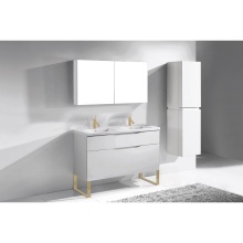 Madeli B200-48D-021-LS-WH-SB - Milano 48D'' Free Standing Vanity Cabinet White/HW: Satin Brass(SB)