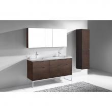 Madeli B200-60D-021-LC-WA-BN - Madeli Milano 60D'' Free Standing Vanity Cabinet Walnut/HW: Brushed Nickel(BN)
