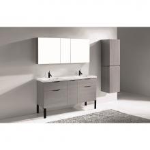 Madeli B200-60D-021-LL-AG-PC - Madeli Milano 60D'' Free Standing Vanity Cabinet Ash Grey/HW: Polished Chrome(PC)