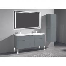 Madeli B200-60D-021-LL-TG-PC - Madeli Milano 60D'' Free Standing Vanity Cabinet Studio Grey/HW: Polished Chrome(PC)