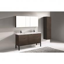 Madeli B200-60D-021-LL-WA-MB - Madeli Milano 60D'' Free Standing Vanity Cabinet Walnut/HW: Matte Black(MB)