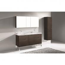 Madeli B200-60D-021-LL-WA-PC - Madeli Milano 60D'' Free Standing Vanity Cabinet Walnut/HW: Polished Chrome(PC)