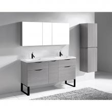 Madeli B200-60D-021-LS-AG-MB - Madeli Milano 60D'' Free Standing Vanity Cabinet Ash Grey/HW: Matte Black(MB)