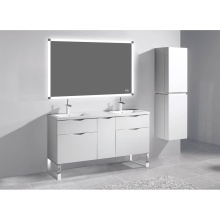 Madeli B200-60D-021-LS-WH-PC - Milano 60D'' Free Standing Vanity Cabinet White/HW: Polished Chrome(PC)