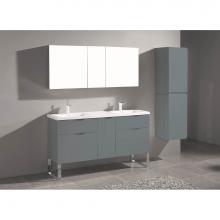 Madeli B200-60D-021-LS-TG-PN - Madeli Milano 60D'' Free Standing Vanity Cabinet Studio Grey/HW: Polished Nickel(PN)