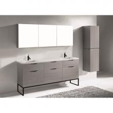 Madeli B200-72D-021-LC-AG-MB - Madeli Milano 72'' Free Standing Vanity Cabinet Ash Grey/HW: Matte Black(MB)