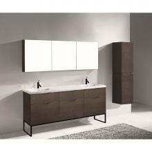 Madeli B200-72D-021-LC-WA-MB - Madeli Milano 72'' Free Standing Vanity Cabinet Walnut/HW: Matte Black(MB)