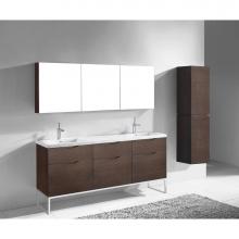 Madeli B200-72D-021-LC-WA-PC - Madeli Milano 72'' Free Standing Vanity Cabinet Walnut/HW: Polished Chrome(PC)