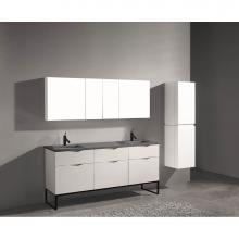 Madeli B200-72D-021-LC-WH-PC - Madeli Milano 72'' Free Standing Vanity Cabinet White/HW: Polished Chrome(PC)