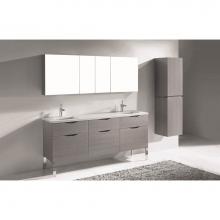 Madeli B200-72D-021-LL-AG-PN - Madeli Milano 72'' Free Standing Vanity Cabinet Ash Grey/HW: Polished Nickel(PN)