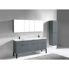 Madeli B200-72D-021-LL-TG-MB - Madeli Milano 72'' Free Standing Vanity Cabinet Studio Grey/HW: Matte Black(MB)