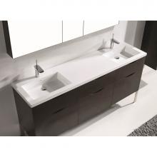 Madeli B200-72D-021-LL-WA-SB - Madeli Milano 72'' Free Standing Vanity Cabinet Walnut/HW: Satin Brass(SB)