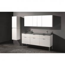 Madeli B200-72D-021-LL-WH-BN - Madeli Milano 72'' Free Standing Vanity Cabinet White/HW: Brushed Nickel(BN)