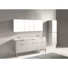 Madeli B200-72D-021-LL-WH-SB - Madeli Milano 72'' Free Standing Vanity Cabinet White/HW: Satin Brass(SB)