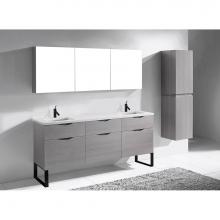 Madeli B200-72D-021-LS-AG-MB - Madeli Milano 72'' Free Standing Vanity Cabinet Ash Grey/HW: Matte Black(MB)