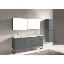 Madeli B200-72D-021-LS-TG-PN - Madeli Milano 72'' Free Standing Vanity Cabinet Studio Grey/HW: Polished Nickel(PN)
