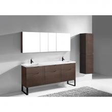 Madeli B200-72D-021-LS-WA-MB - Madeli Milano 72'' Free Standing Vanity Cabinet Walnut/HW: Matte Black(MB)