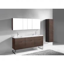 Madeli B200-72D-021-LS-WA-PN - Madeli Milano 72'' Free Standing Vanity Cabinet Walnut/HW: Polished Nickel(PN)