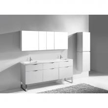 Madeli B200-72D-021-LS-WH-PC - Milano 72'' Free Standing Vanity Cabinet White/HW: Polished Chrome(PC)