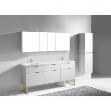 Madeli B200-72D-021-LS-WH-SB - Madeli Milano 72'' Free Standing Vanity Cabinet White/HW: Satin Brass(SB)