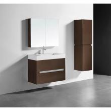 Madeli B300-36-002-WA-PC - Urban 36''. Walnut, Wall Hung Cabinet , Polished Chrome Handles (X2), 35-5/8''