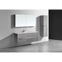 Madeli B300-60C-002-AG-BN - Madeli Urban 60C'' Wall hung  Vanity Cabinet in Ash Grey Finish/HW: Brushed Nickel(BN)