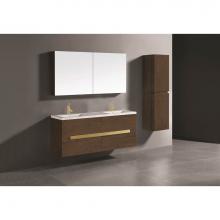 Madeli B300-60D-002-BR-PC - Madeli Urban 60D'' Wall hung  Vanity Cabinet in Brandy Finish/HW: Polished Chrome(PC)