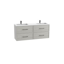 Madeli B305-72D-002-CG-HY-PC - Apex 72D'' Wall hung  Vanity Cabinet in Coastal Grey Finish/HW: Polished Chrome(PC)