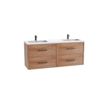 Madeli B305-60D-002-NW-HY-PC - Apex 60D'' Wall hung  Vanity Cabinet in Natural Walnut Finish/HW: Polished Chrome(PC)