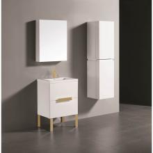Madeli B400-24-001-LL-WH-SB - Madeli Soho 24'' Free standing Vanity Cabinet in White/HW: Satin Brass(SB)