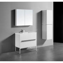 Madeli B400-36-001-LC-WH-H3-PC - Soho 36'' Free standing Vanity Cabinet in White/HW: Polished Chrome(PC)