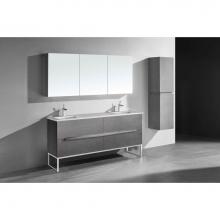 Madeli B400-72D-001-LC-AG-PC - Madeli Soho 72'' Free standing Vanity Cabinet in Ash Grey/HW: Polished Chrome(PC)