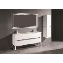 Madeli B400-72D-001-LC-WH-PC - Madeli Soho 72'' Free standing Vanity Cabinet in White/HW: Polished Chrome(PC)