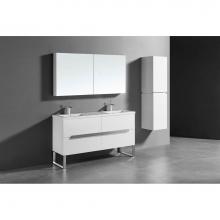 Madeli B400-72D-001-LS-WH-PC - Madeli Soho 72'' Free standing Vanity Cabinet in White/HW: Polished Chrome(PC)