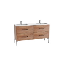 Madeli B405-72D-001-LY-NW-NP-PC - Peak 72D'' Free standing Vanity Cabinet in Natural Walnut/HW: Polished Chrome(PC)