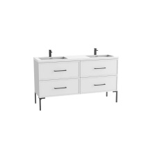 Madeli B405-60D-001-LY-WH-NP-PC - Peak 60D'' Free standing Vanity Cabinet in White/HW: Polished Chrome(PC)