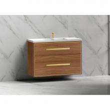 Madeli B450-42-002-NW-PC - Madeli Apogee 42'' Wall hung Vanity Cabinet in Natural Walnut/HW: Polished Chrome(PC)