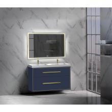 Madeli B450-48D-002-SA-SB - Madeli Apogee 48D'' Wall hung Vanity Cabinet in Sapphire/HW: Satin Brass(SB)