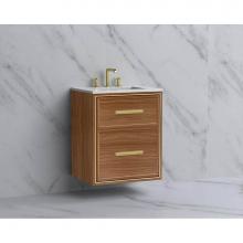 Madeli B455-24-002-NW-HP-PC - Madeli Edge 24'' Wall hung Vanity Cabinet in Natural Walnut/HW: Handles Polished Chrome(