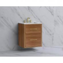 Madeli B455-24-002-NW-HR-PC - Madeli Edge 24'' Wall hung Vanity Cabinet in Natural Walnut/HW:Handles Polished Chrome(P