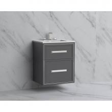 Madeli B455-24-002-TG-HP-PC - Madeli Edge 24'' Wall hung Vanity Cabinet in Studio Grey/HW: Handles Polished Chrome(PC)