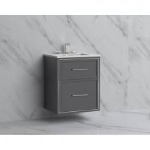 Madeli B455-24-002-TG-HY-PC - Madeli Edge 24'' Wall hung Vanity Cabinet in Studio Grey/HW: Handles Polished Chrome(PC)