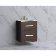 Madeli B455-24-002-WA-HP-MB - Madeli Edge 24'' Wall hung Vanity Cabinet in Walnut/HW: Handles Matte Black(MB)