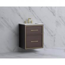 Madeli B455-24-002-WA-HR-PC - Madeli Edge 24'' Wall hung Vanity Cabinet in Walnut/HW: Handles Polished Chrome(PC)