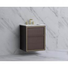 Madeli B455-24-002-WA-NP-PN - Madeli Edge 24'' Wall hung Vanity Cabinet in Walnut/HW: No Handles - Inlay  Polished Nic