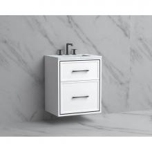 Madeli B455-24-002-WH-HR-PC - Madeli Edge 24'' Wall hung Vanity Cabinet in White/HW: Handles Polished Chrome(PC)