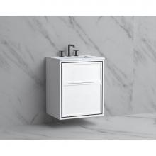 Madeli B455-24-002-WH-NP-PN - Madeli Edge 24'' Wall hung Vanity Cabinet in White/HW: No Handles - Inlay  Polished Nick