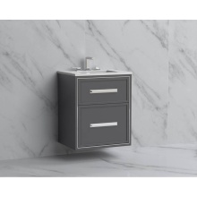 Madeli B455-24-002-TG-HP-PC - Edge 24'' Wall hung Vanity Cabinet in Studio Grey/HW: Handles Polished Chrome(PC)